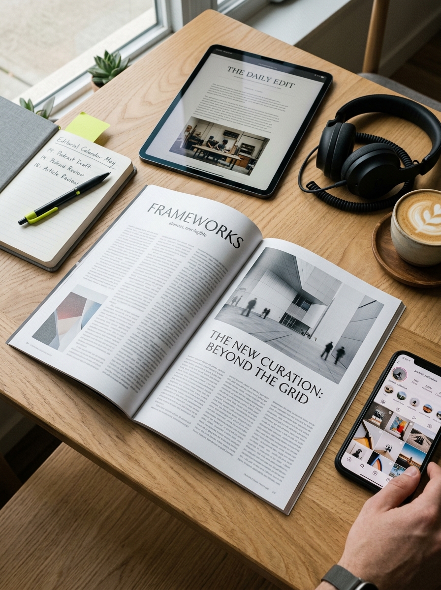 Content manager pilotant la stratégie éditoriale et le calendrier de contenus d'une marque