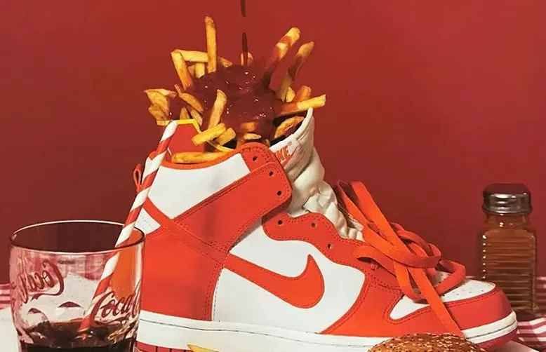 Still life: a sneaker filled with fries