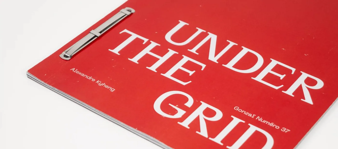 A red printed portfolio with a large typographic title